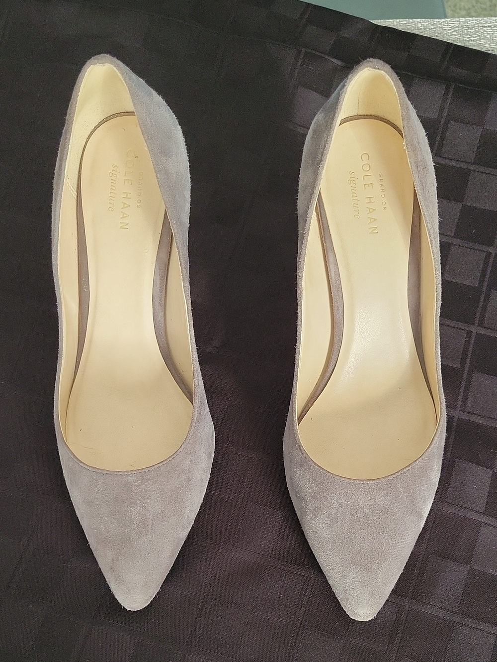 Cole Haan Grey Suede Pointed-Toe Pumps